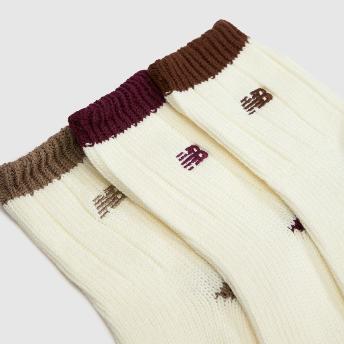 New Balance Chunky Knit Ankle Socks 3PK in Brown Multi New Balance Chunky Knit Ankle Socks 3PK 1
