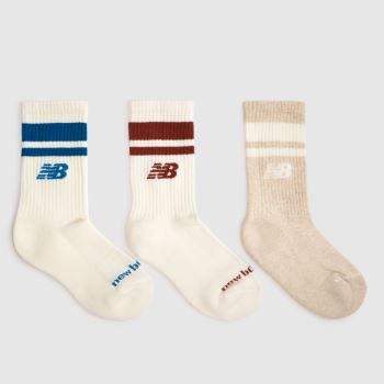 New Balance Stone Multi Stripe Midcalf Socks 3PK Socks