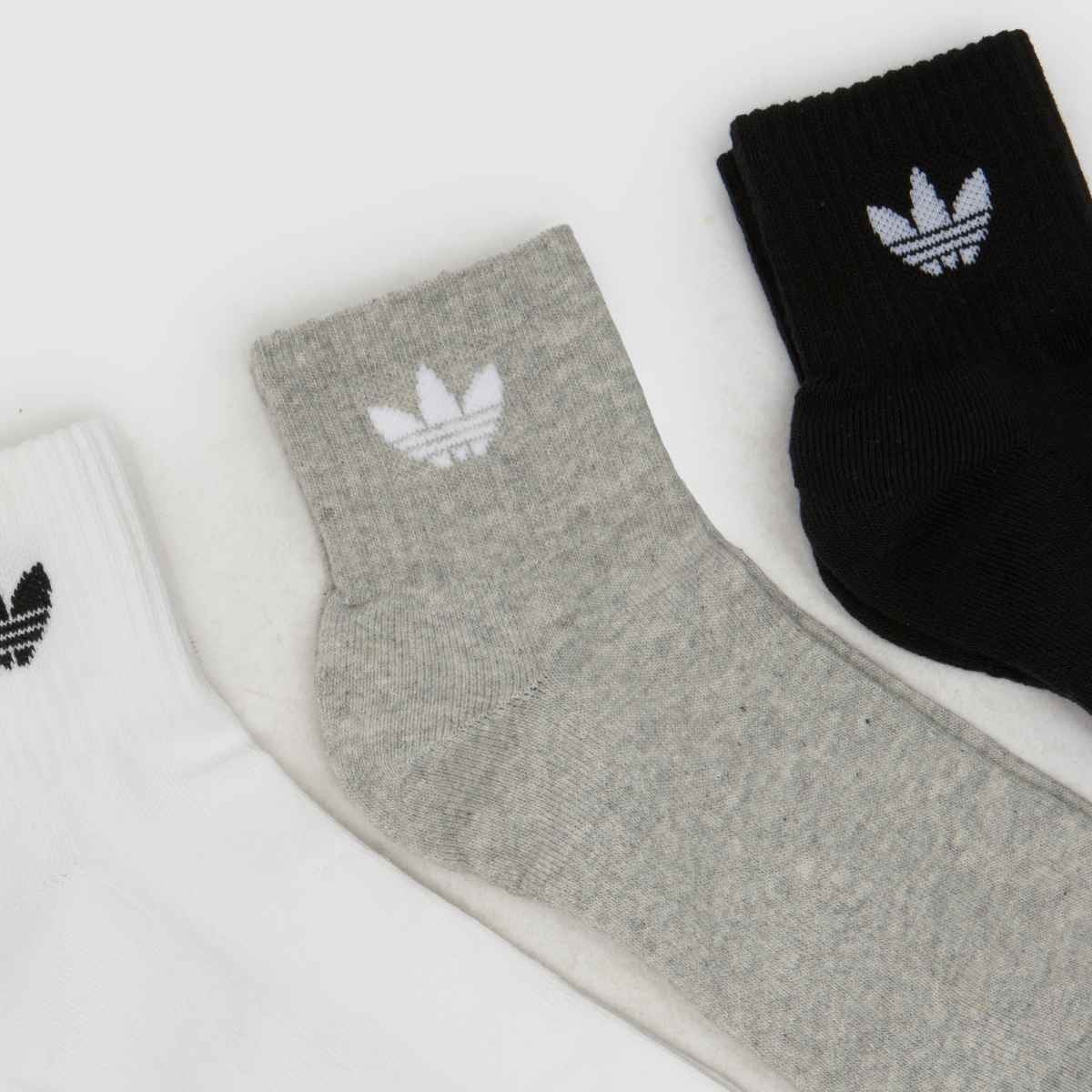 adidas Originals Mid Crew Sock 3 Pk in White & Black adidas Originals Mid Crew Sock 3 Pk 1