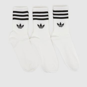 adidas White & Black Crew Sock 3 Pack Socks