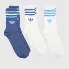 adidas Stripe Crew Socks 3PK in Navy Multi adidas Stripe Crew Socks 3PK,1 of 4