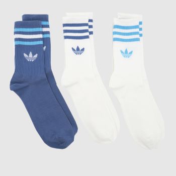 adidas Navy Multi Stripe Crew Socks 3PK Socks