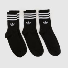 adidas Stripe Crew Socks 3 Pack in Black & White adidas Stripe Crew Socks 3 Pack,1 of 4