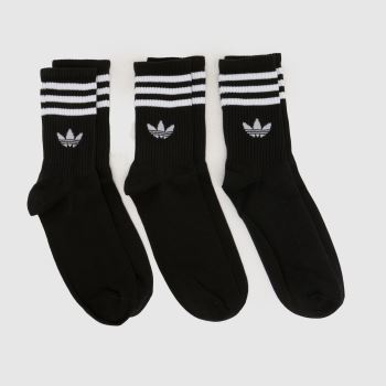 adidas Black & White Stripe Crew Socks 3 Pack Socks