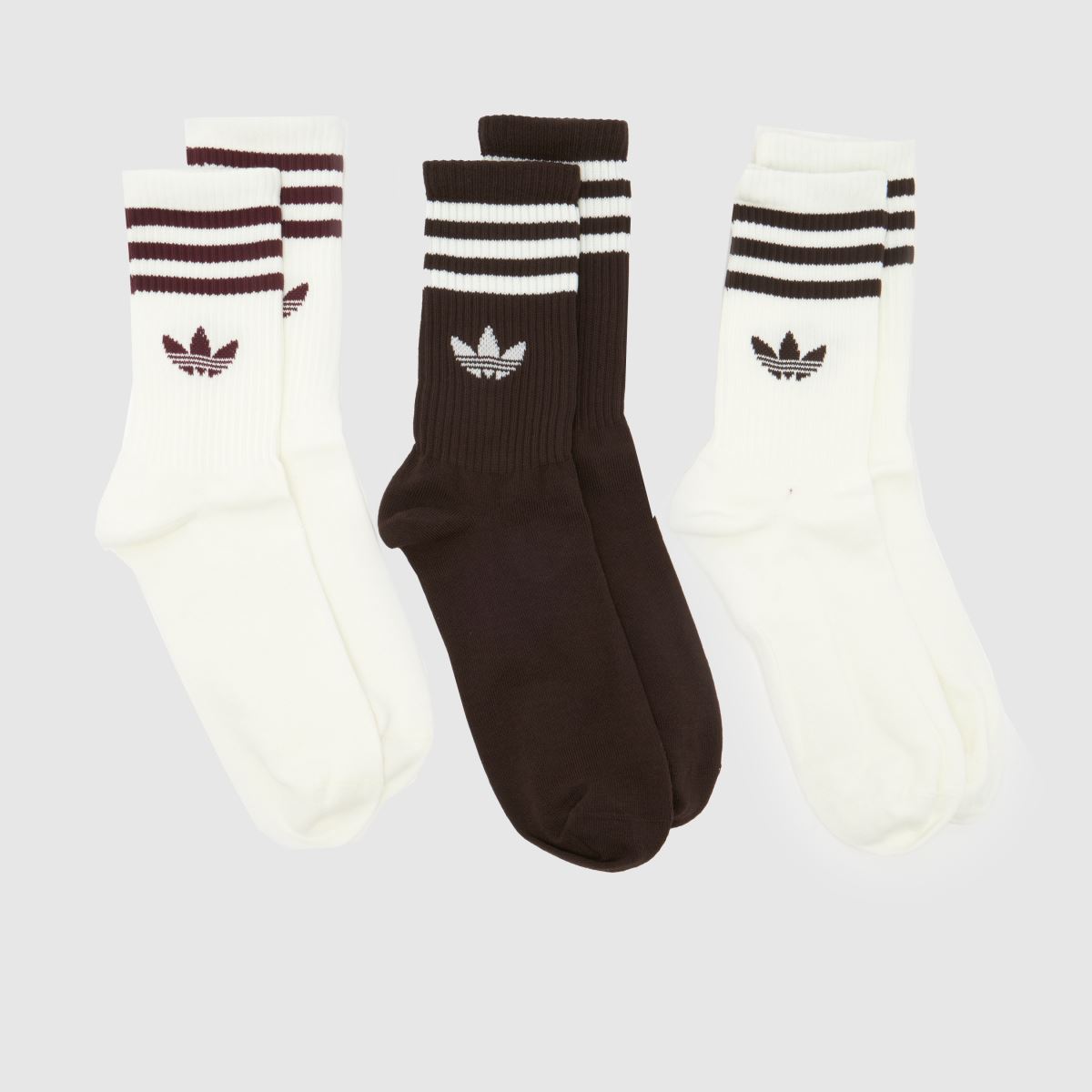 adidas Off-White Multi Stripe Crew Socks 3 Pack
