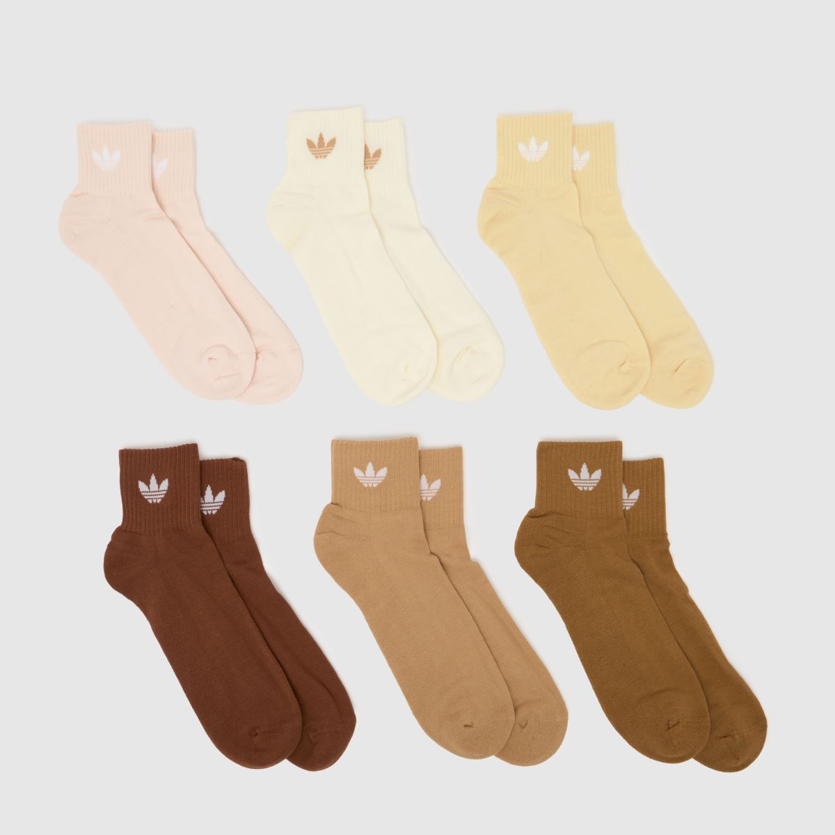 adidas Mid Ankle Socks 6 Pack in Beige & Brown, Nylon, Size: 6.5-8 adidas Mid Ankle Socks 6 Pack in Beige & Brown, Nylon, Size: 6.5-8