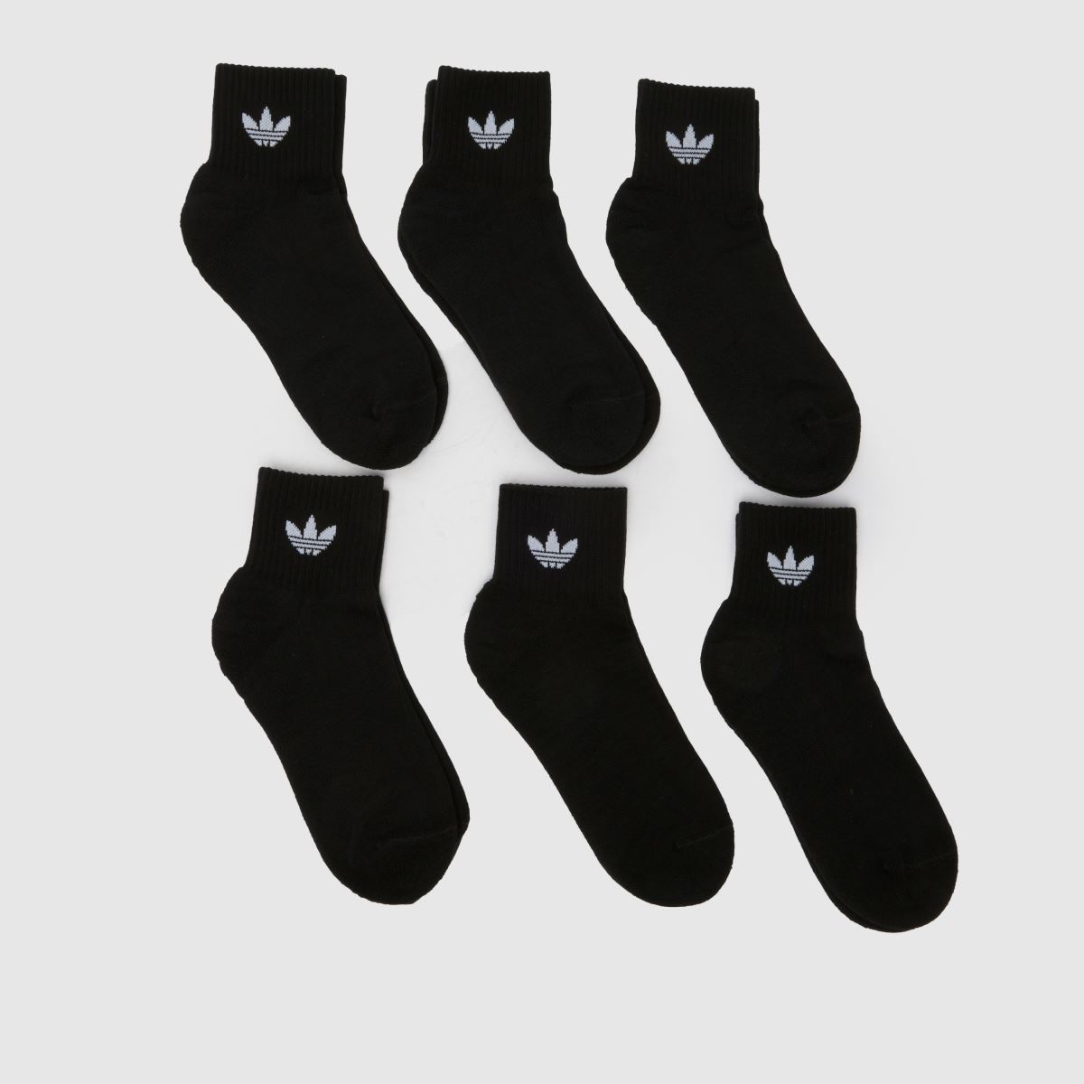 adidas Originals Mid Ankle Socks 6 Pack in Black & White, Fabric, Size: 8.5-10