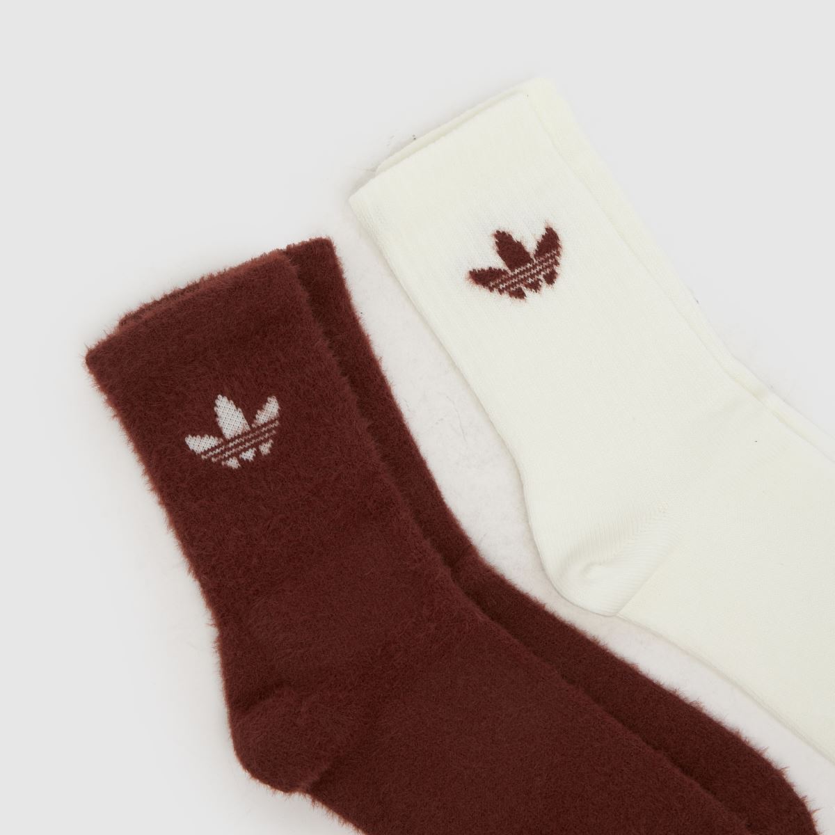 adidas Fluffy Crew Sock 2 PK in Brown Multi adidas Fluffy Crew Sock 2 PK 1