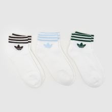 adidas Ankle Socks 3 Pack in White Multi adidas Ankle Socks 3 Pack,1 of 4