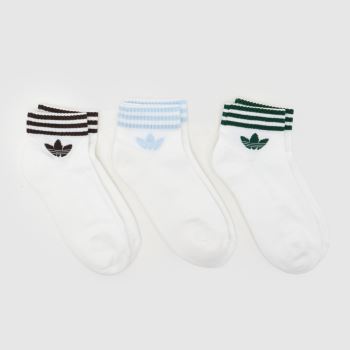 adidas White Multi Ankle Socks 3 Pack Socks