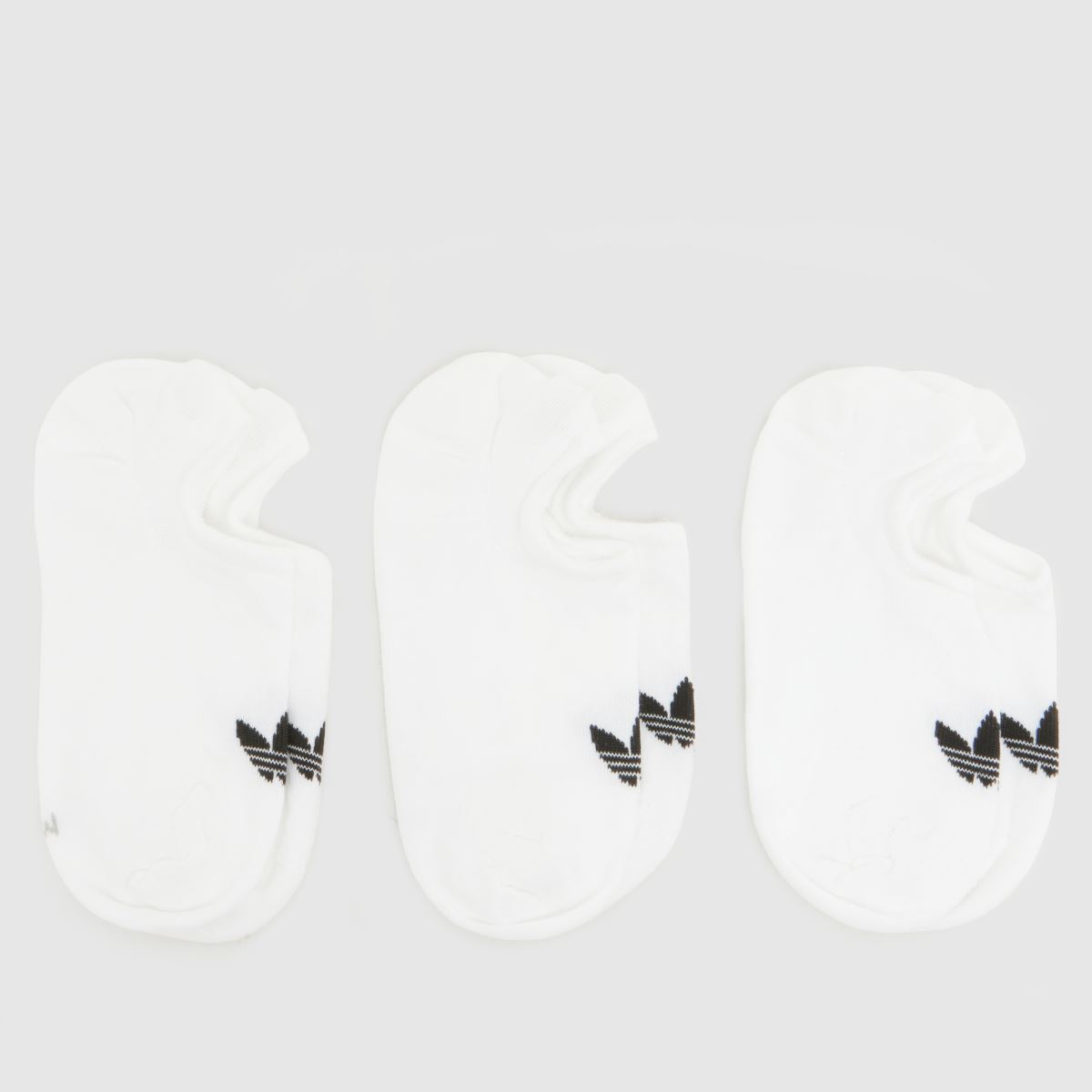 Image of adidas Low Cut Socks 3 Pack in White & Black, Logo Detail, Size: 4.5-5.5