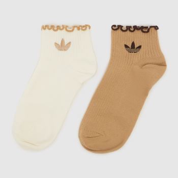 adidas Beige Multi Ruffle Ankle Socks 2PK Socks