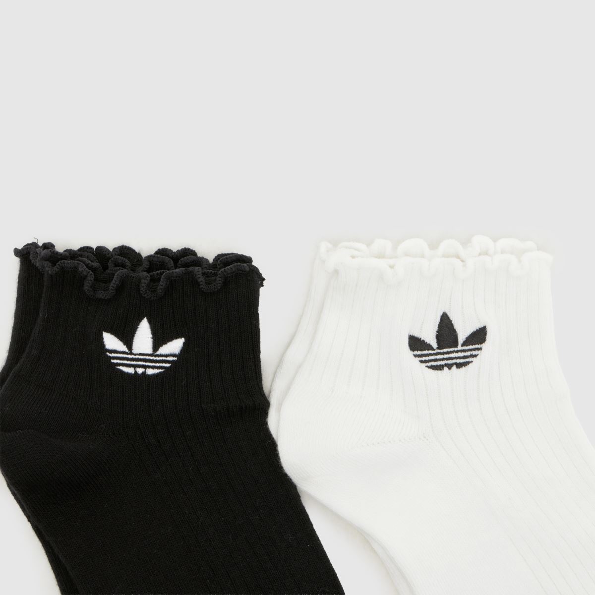 adidas Ankle Ruffle Sock 2 PK in White & Black adidas Ankle Ruffle Sock 2 PK 7