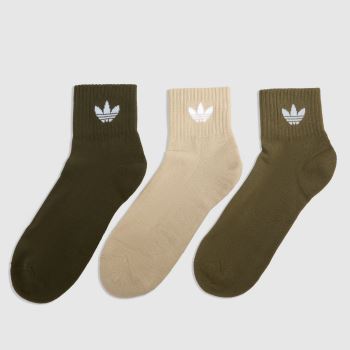 adidas Green Multi Org Ankle Socks 3PK Socks