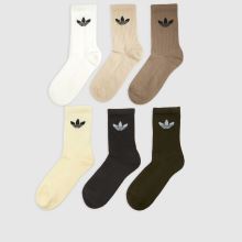 adidas Org Trefoil Crew Socks 6PK in Beige Multi adidas Org Trefoil Crew Socks 6PK,1 of 4