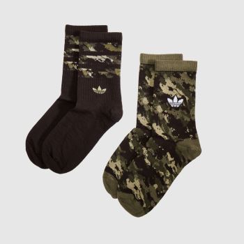 adidas Green Multi Camo Quarter Socks Socks