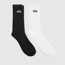 UGG Leander Logo Crew 2PK in White & Black UGG Leander Logo Crew 2PK,1 of 4