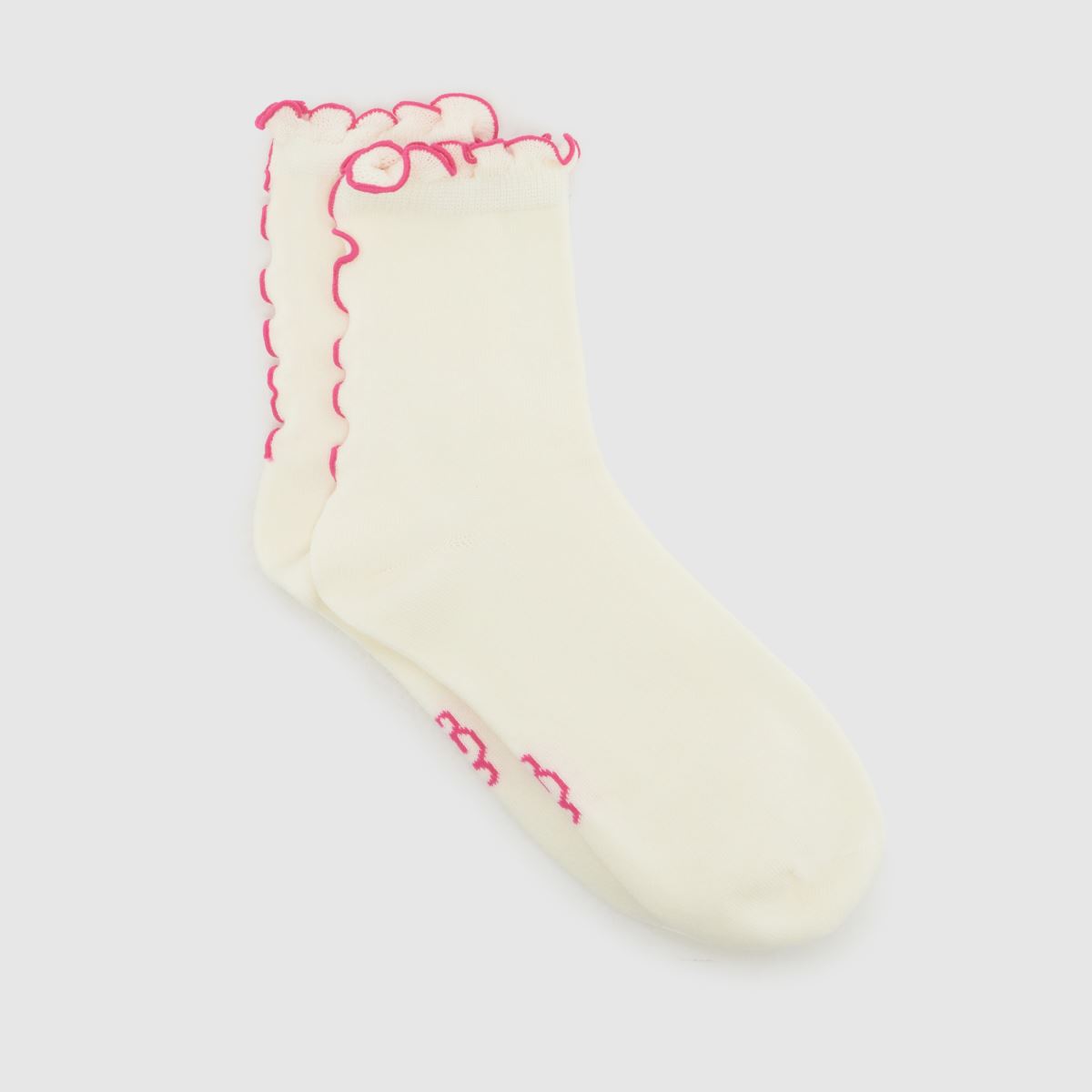 UGG Karsyn Quarter Socks in Cream & Pink, Logo Detail, Size: 3.5-8.5