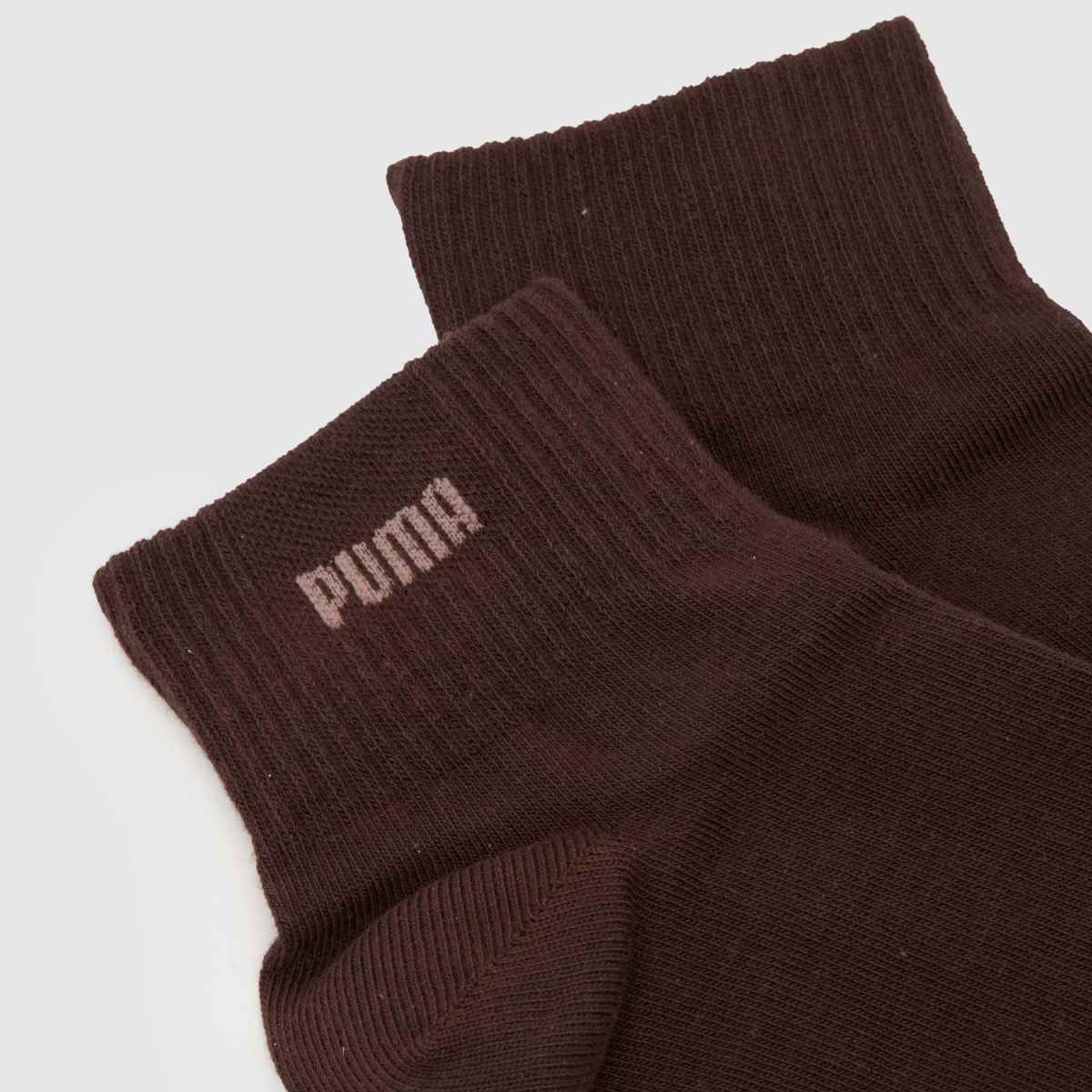 PUMA Logo Quarter Socks 3 Pack in Brown Multi PUMA Logo Quarter Socks 3 Pack 4