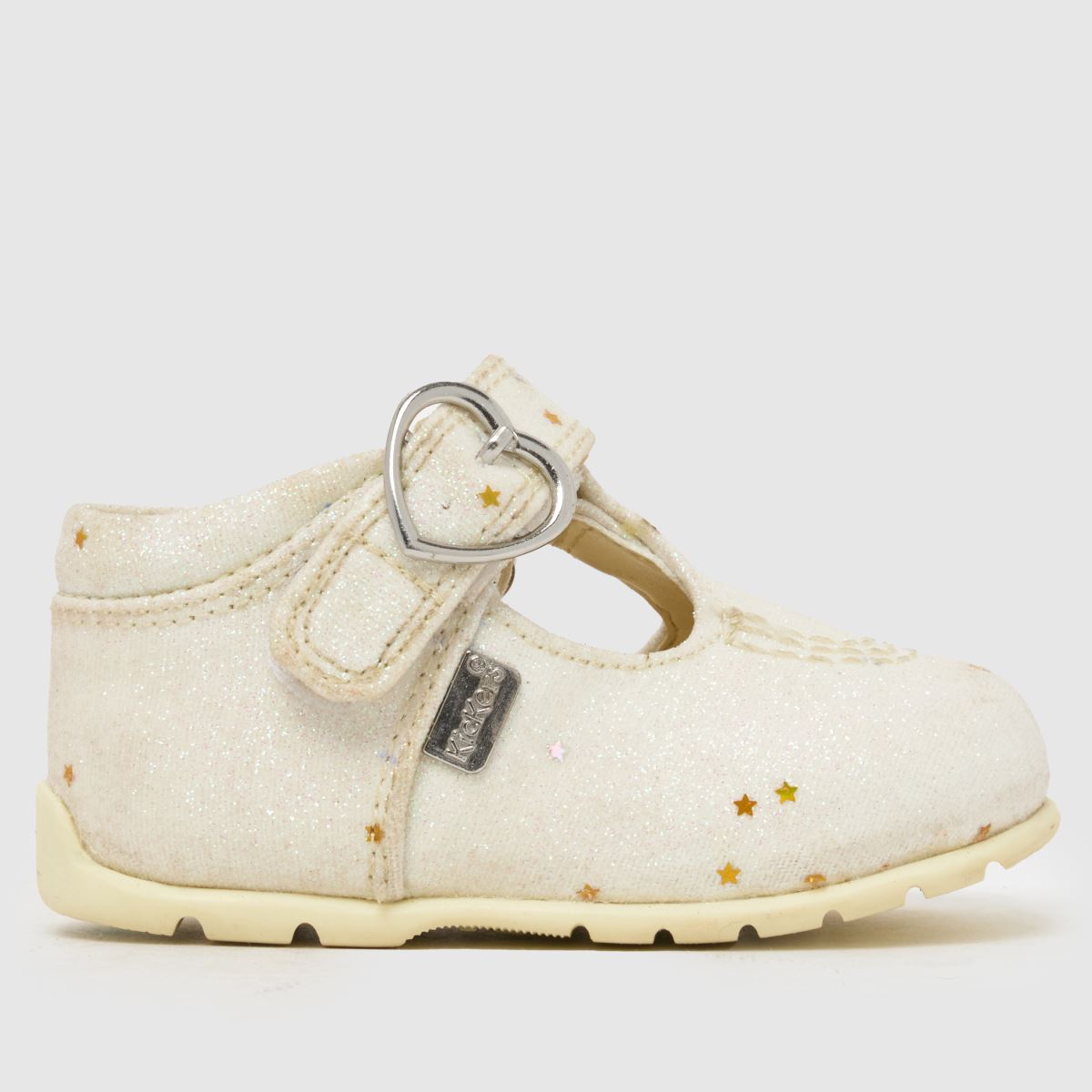 Kickers White Kick T-Bar Glitter Girls Baby Shoes