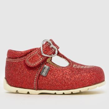 Kickers Rot Kick T-Bar Glitter Mädchen Baby