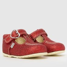 Kickers Kick T-Bar Glitter Girls Baby in Red Kickers Kick T-Bar Glitter,2 of 4