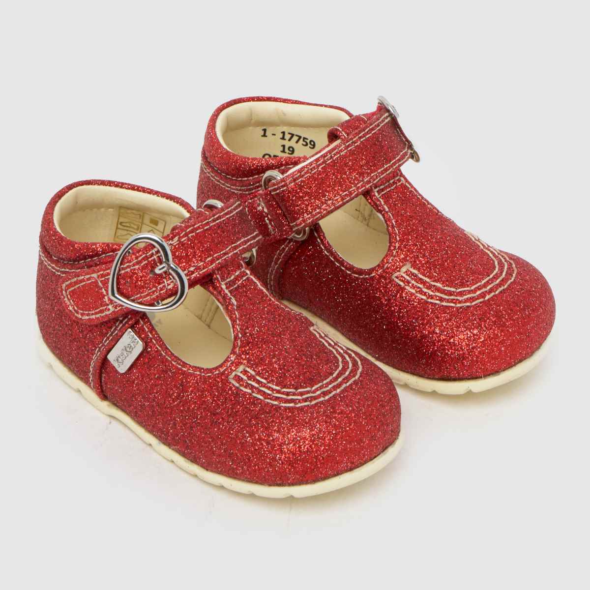 Kickers Kick T-Bar Glitter Girls Baby in Red Kickers Kick T-Bar Glitter 4