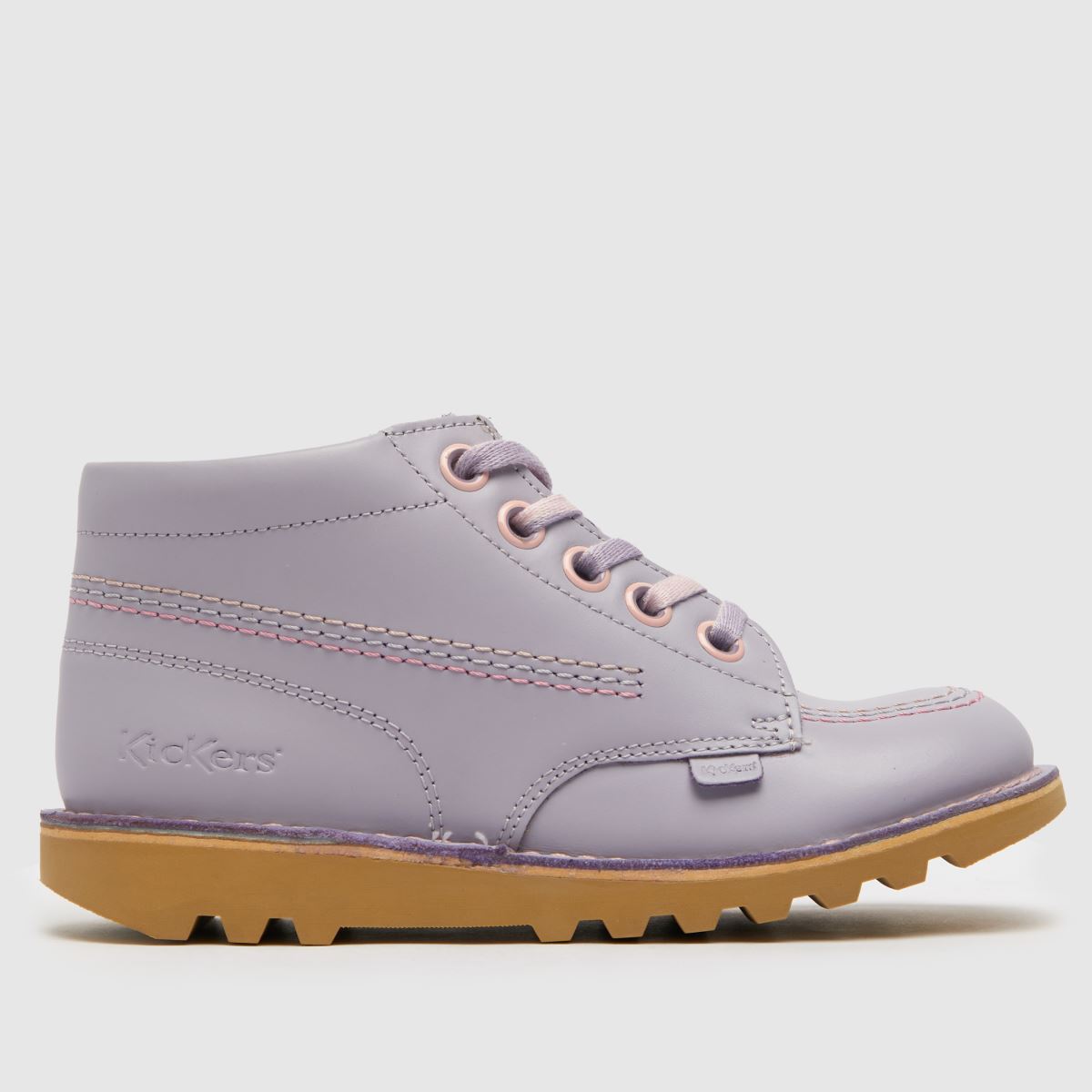 Bottines Kickers Kick Hi J Pour Fille – Cuir Lisse, Semelle Caoutchouc, Onglets Colorés