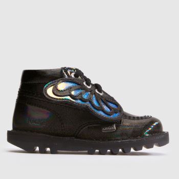 Kickers Black & pink Kick Hi Rainbow Wing Girls Toddler