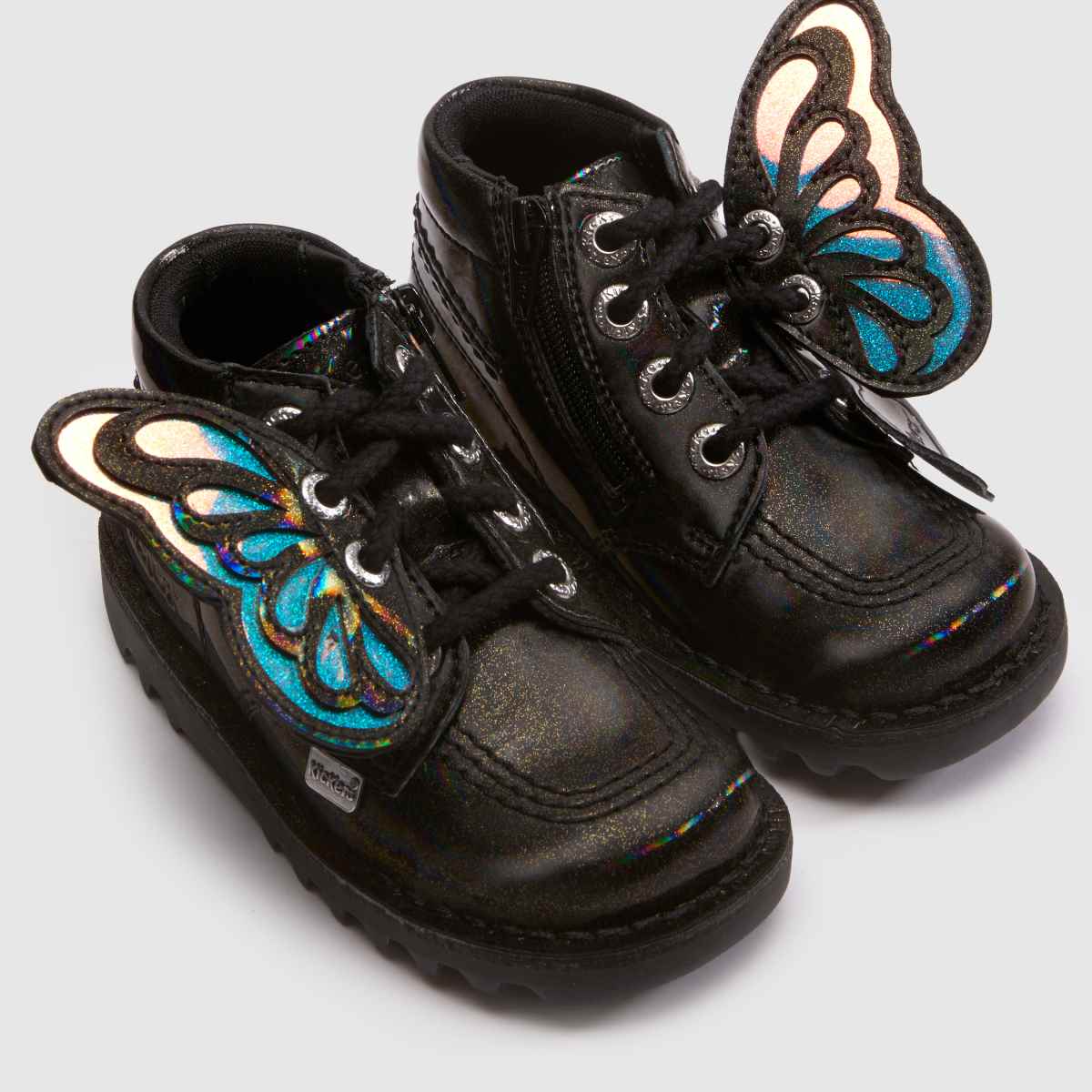Kickers Kick Hi Rainbow Wing Girls Toddler in Black & pink Kickers Kick Hi Rainbow Wing 7