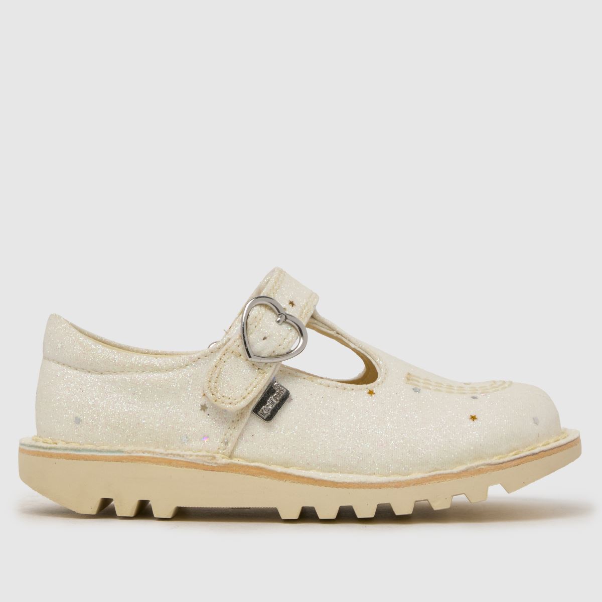 Kickers White Kick T-Bar Glitter Girls Toddler Shoes