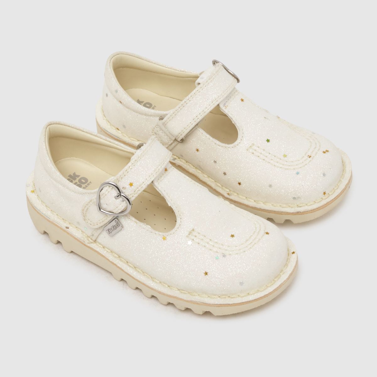 Kids Girls Toddler White Kickers Kick T-Bar Glitter Shoes | schuh