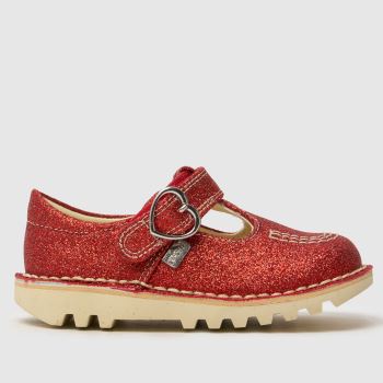 Kickers Red Kick T-Bar Glitter Girls Toddler