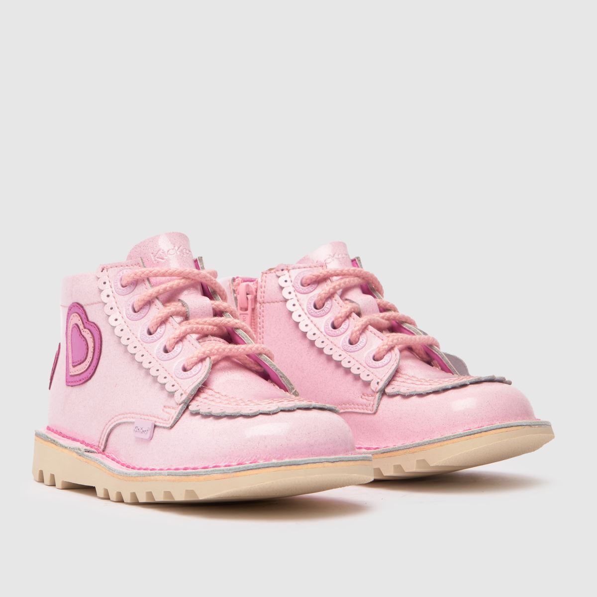 Girls Pale Pink Kickers Kick Hi Love Boots schuh