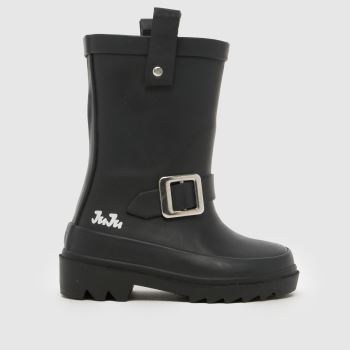 JUJU JELLIES Black Biker Wellie Girls Toddler