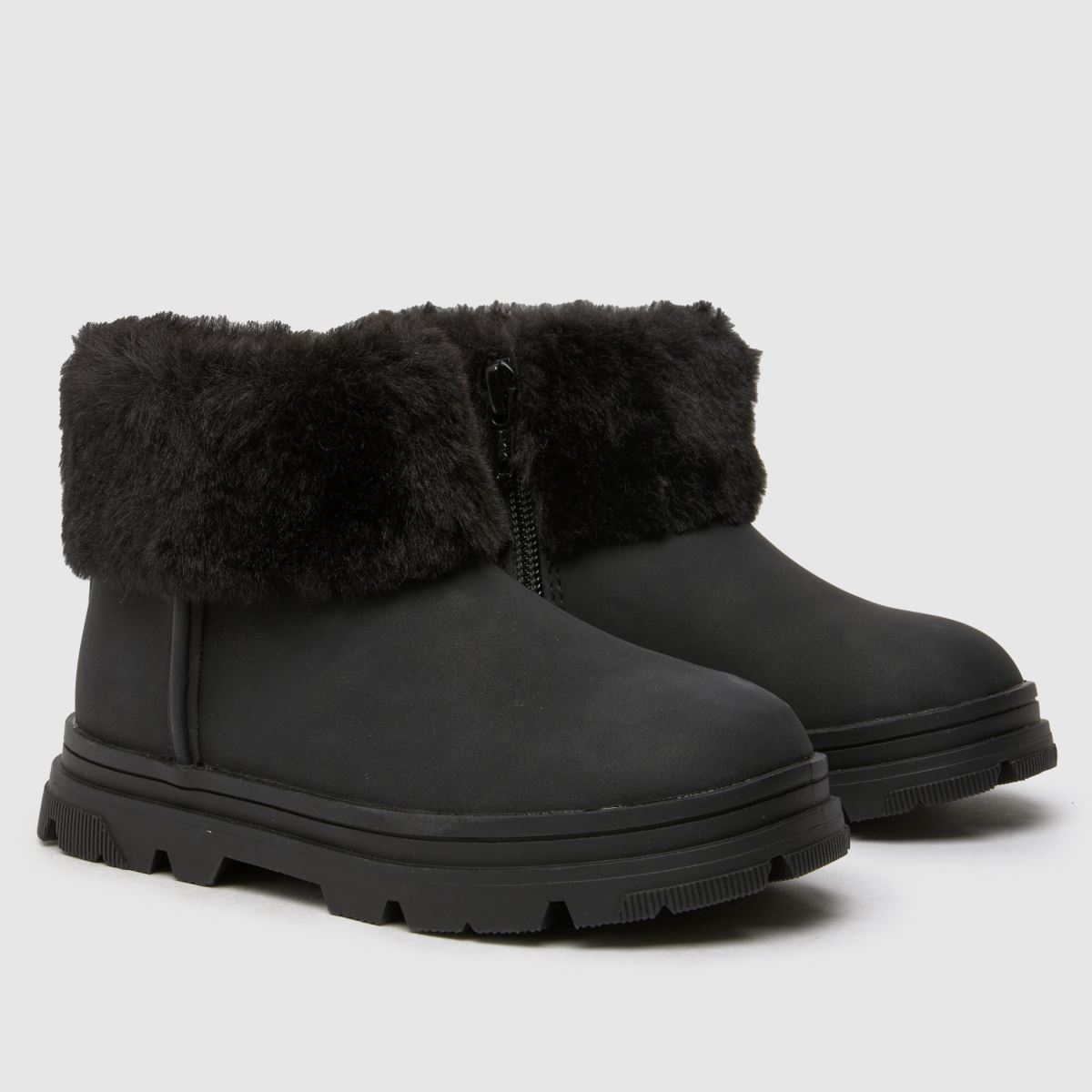 Kids Girls Toddler Black schuh Cherry Fur Cuff Boots schuh