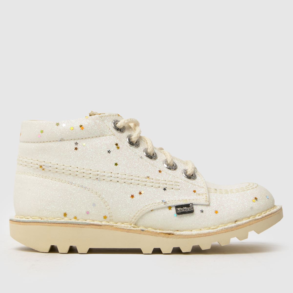 Kickers White Kick Hi Glitter Girls Junior Boots