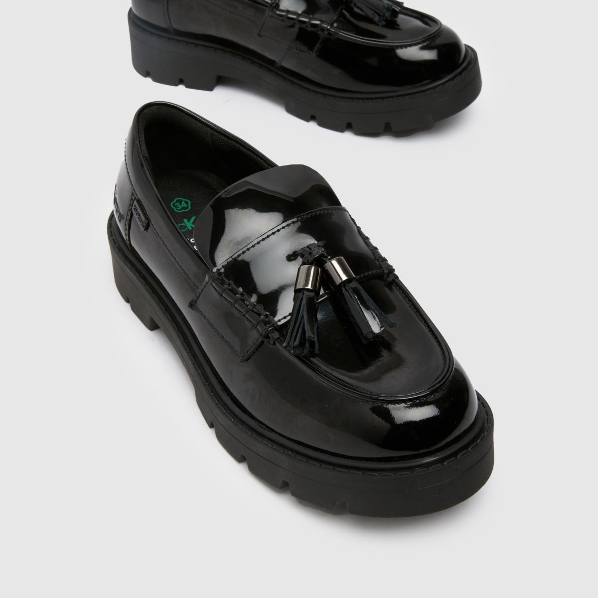 Kids Girls Junior Black Kickers Kick Kori Tassel Loafers Shoes schuh