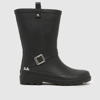 JUJU JELLIES Black Biker Wellie Girls Junior
