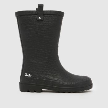 JUJU JELLIES Black Croc Wellie Girls Junior