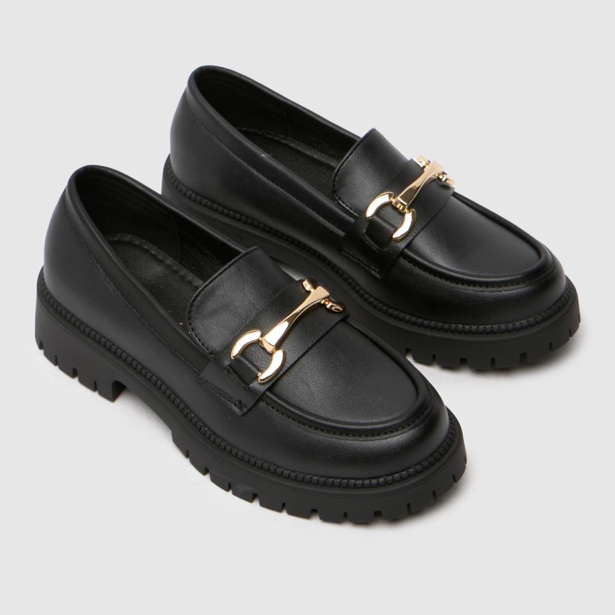 Kids Girls Junior Black schuh Lattice Loafer Shoes schuh