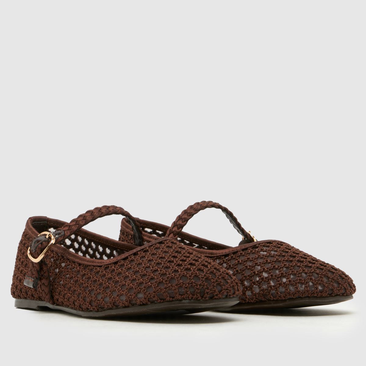 schuh Loveable Woven Ballerina Girls Junior in Brown schuh Loveable Woven Ballerina 1
