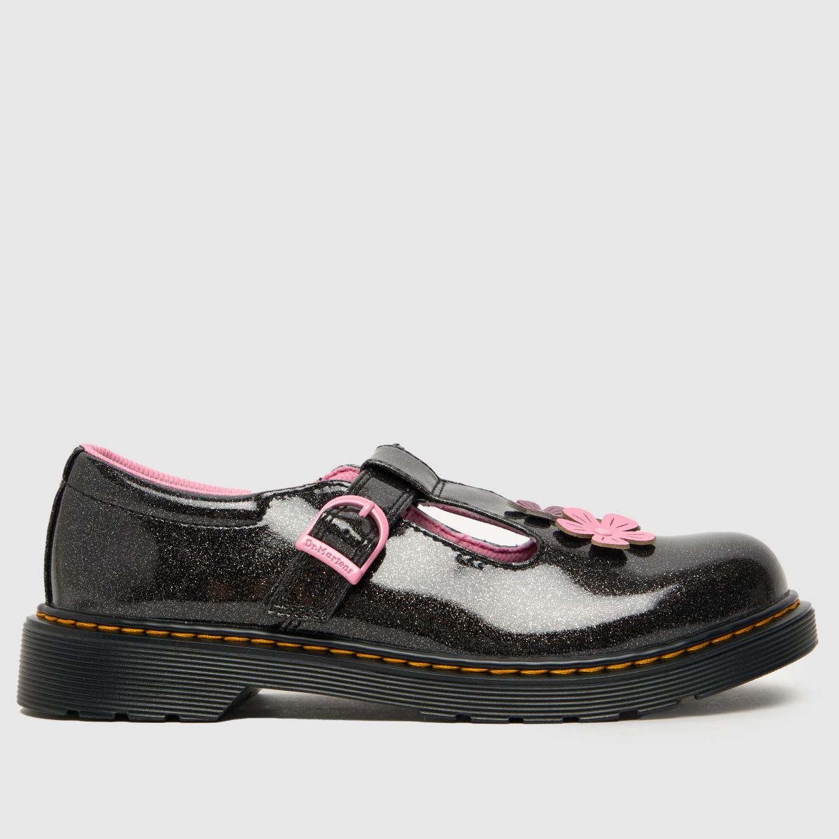 Dr. Martens Black Polley Glitzy Girls Youth Shoes, Size: 5 (EU 38)