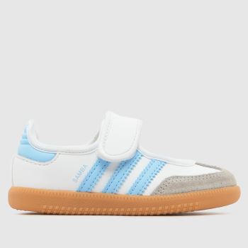 adidas White & Pl Blue Samba Jane Girls Toddler