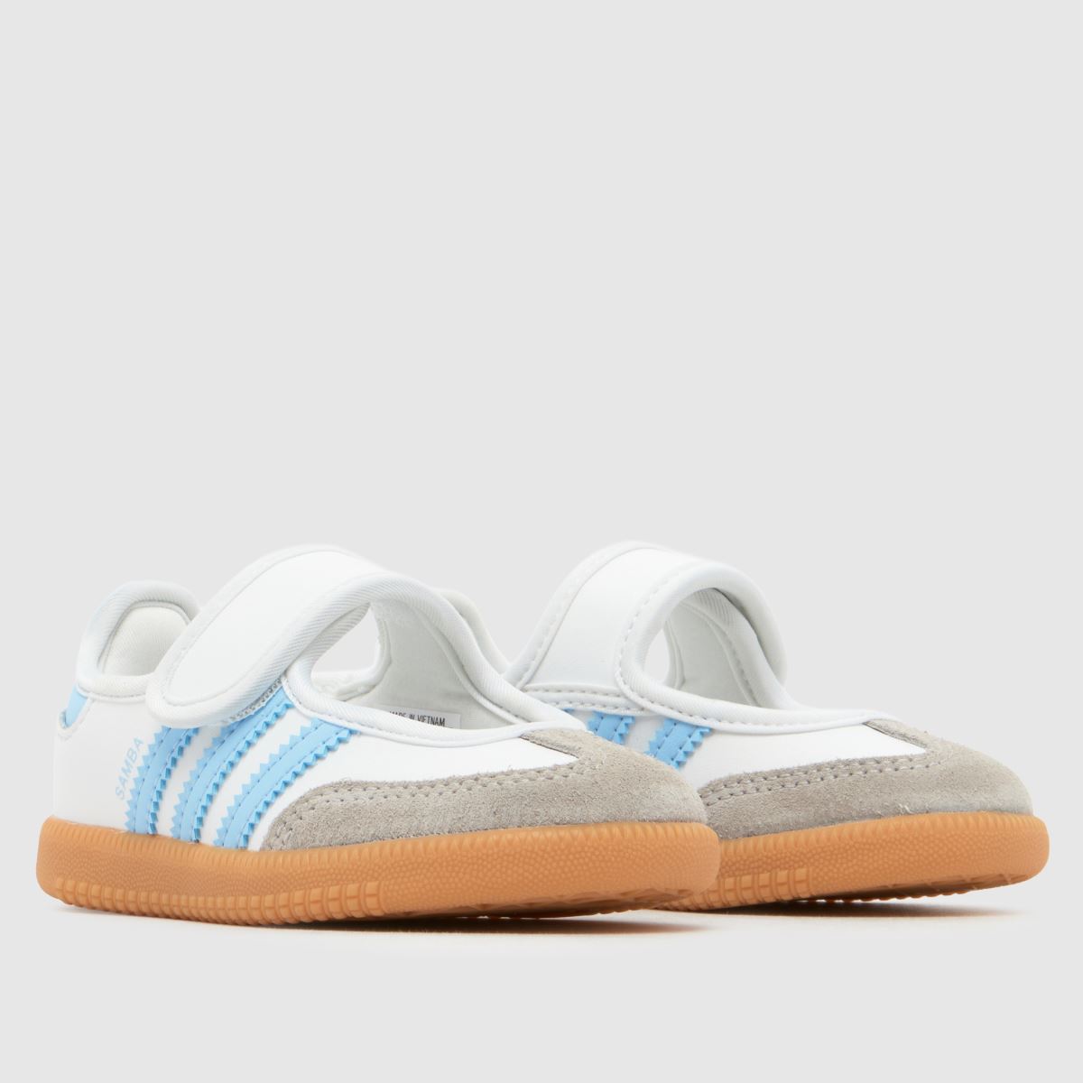 adidas Samba Jane Girls Toddler in White & Pl Blue adidas Samba Jane 1
