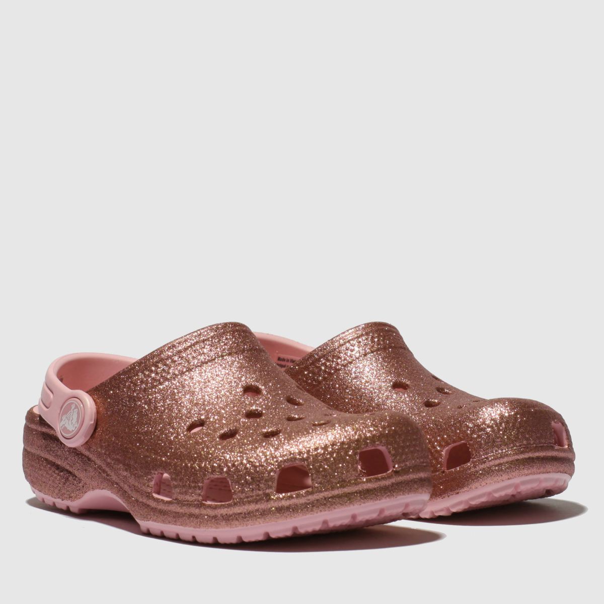 Girls pink crocs classic glitter clog trainers schuh