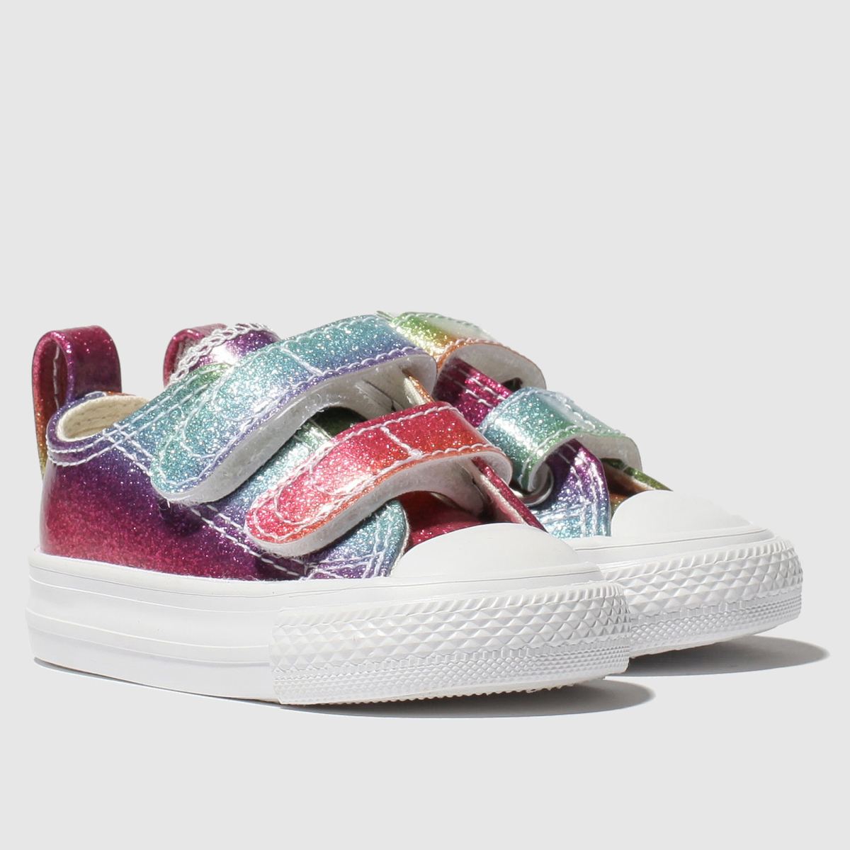 Girls multi converse all star 2v lo glitter rainbow trainers schuh