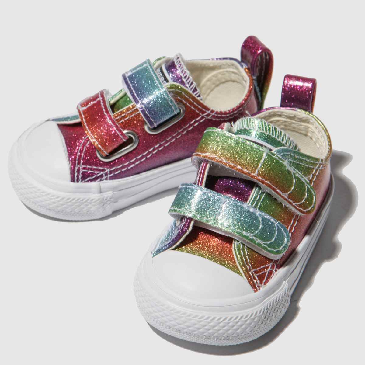 Girls multi converse all star 2v lo glitter rainbow trainers schuh
