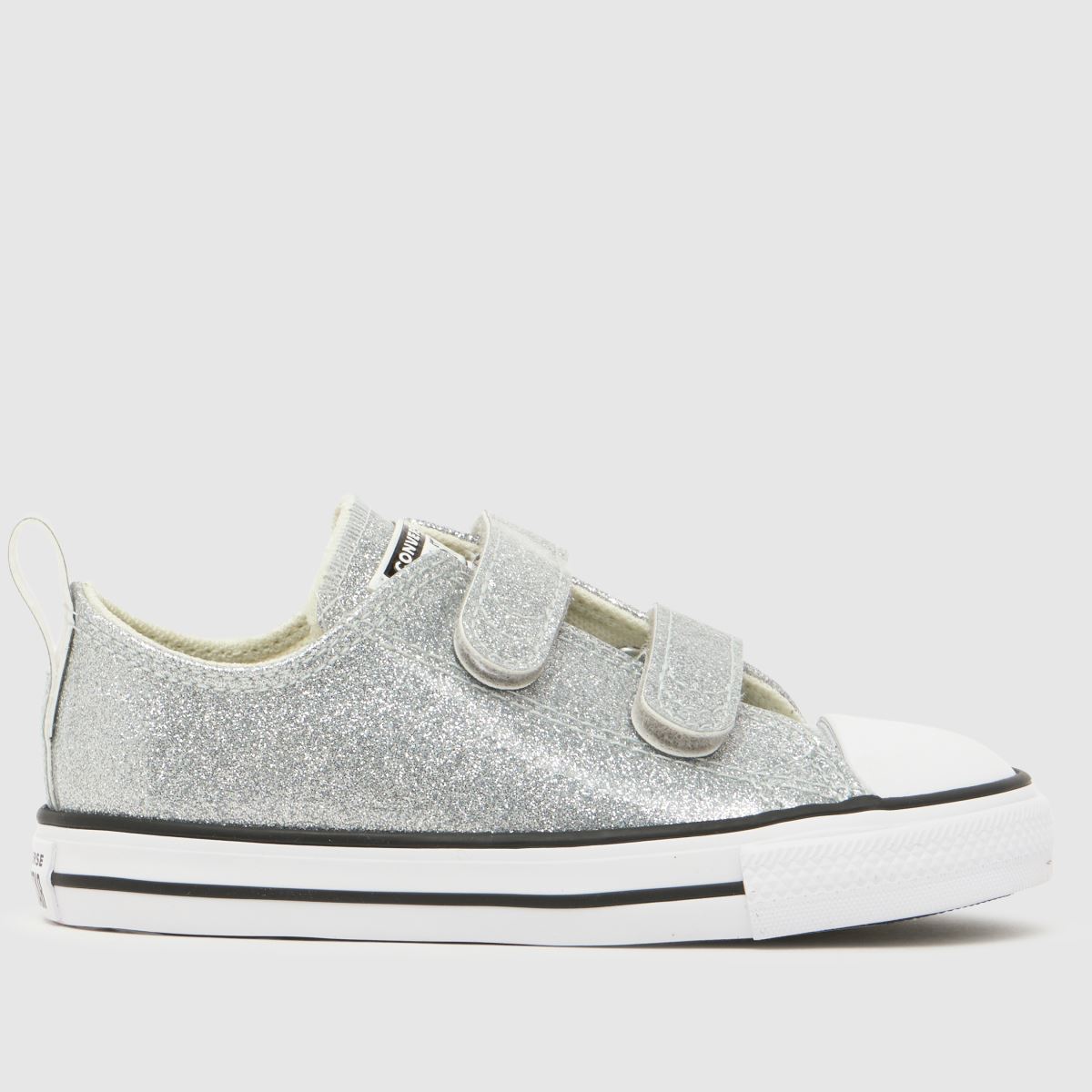 Converse Silver All Star Lo 2V Glitter Girls Toddler Trainers