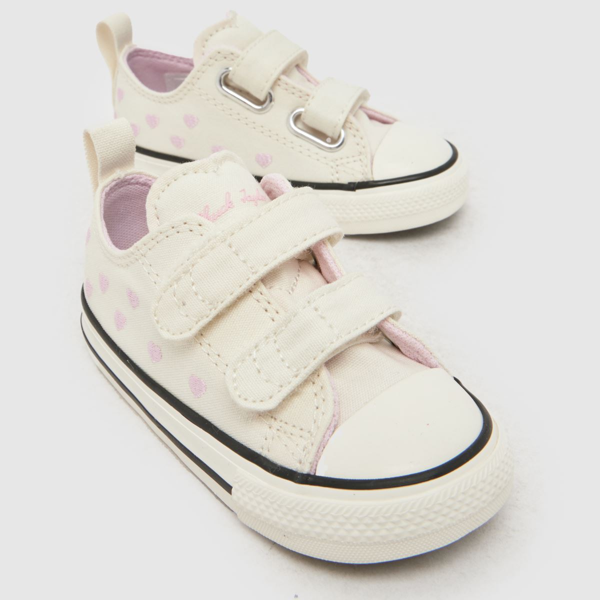 ♡bebe♡ Kids Girls Toddler Off-White Multi Converse Chucks in Love All